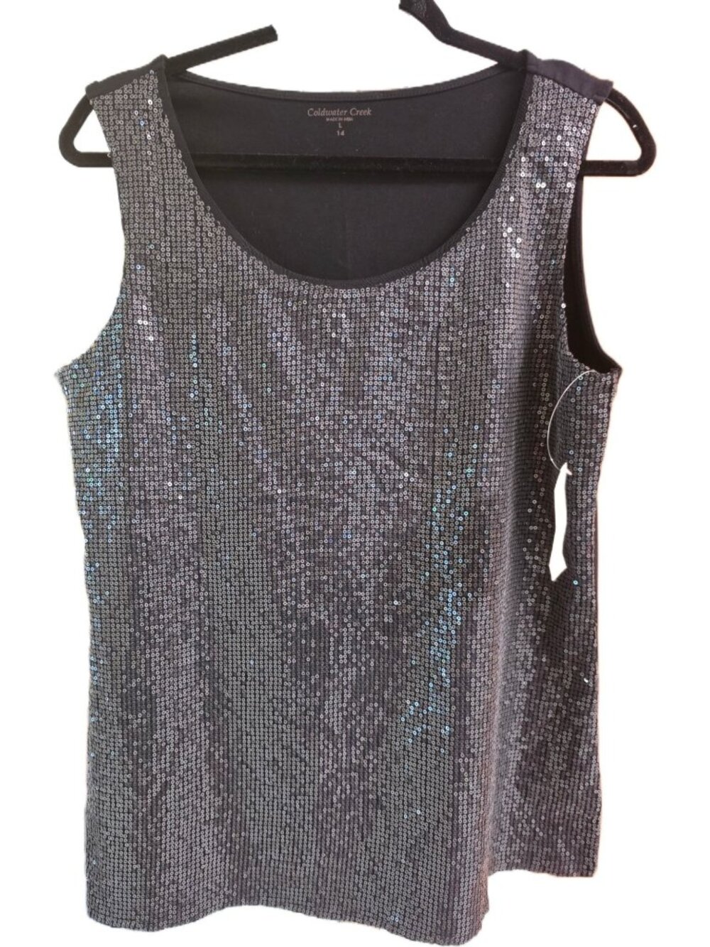 NWT Coldwater Creek Sea Of Shimmer Sequin Tank Top L 14